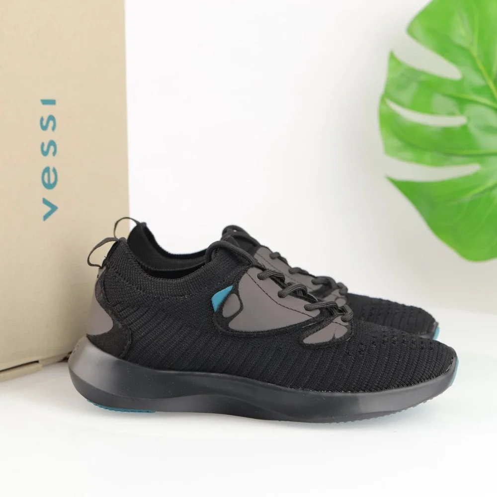 Vessi Womens Everyday 2.0 Move Sneaker Size 6 Waterproof Black Lace Up ComfyShoe